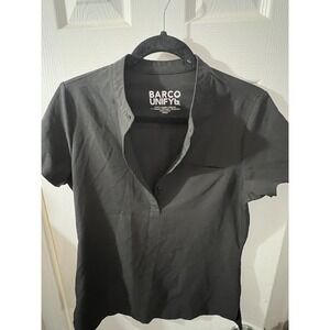 Barco unify scrubs women 1-Pocket Button Collar Tuck-In Top Black XS